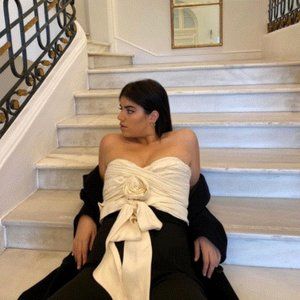 Zara drape crop top strapless rosette detail